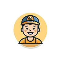 Vector of a smiling man wearing a hat in a flat