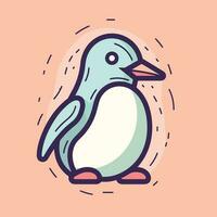 Vector of a playful blue penguin against a vibrant pink backdrop