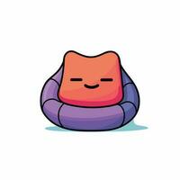 Vector of a cartoon character relaxing on a colorful bean bag in a flat