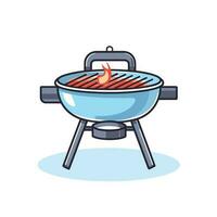Vector of a flat icon vector of a flaming BBQ grill
