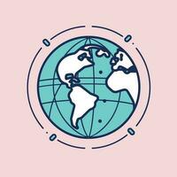 Vector of a blue and white globe on a pink background