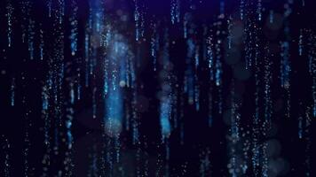 Sky blue flowing round lights moony downfall. Slowly falling particles shiny scattered trail background loop. Slow fall stars shining glittering trace seamless backdrop. video