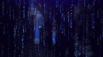 High blue slowly falling particles shiny scattered trail background loop. Slow fall stars shining glittering trace seamless backdrop. Ambient inspiring around glowing dream. video