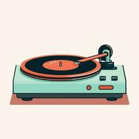 Vector of a vintage record player on a flat surface