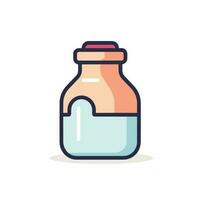 Vector of a flat lay of a bottle filled with liquid on a clean white background