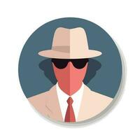 Vector of a man with a hat and sunglasses in a circular composition