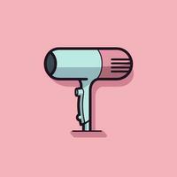 Vector of a flat pink and white hair dryer on a pink background