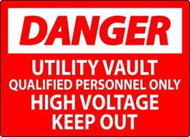 Danger Sign Utility Vault - Qualified Personnel Only, High Voltage Keep Out vector