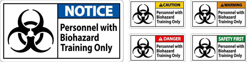 Warning Label Personnel With Biohazard Training Only vector