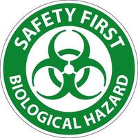 Safety First Label Biological Hazard On White Background vector