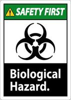 la seguridad primero etiqueta biológico peligro en blanco antecedentes vector