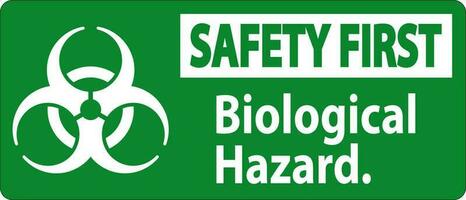 Safety First Label Biological Hazard On White Background vector