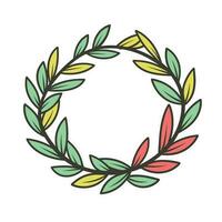 Vector of a simple flat wreath of leaves on a white background