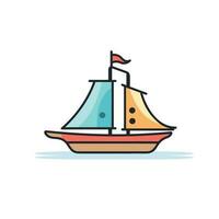 Vector of a small boat with a flag sailing on calm waters