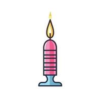 Vector of a pink candle with a lit flame on a flat surface