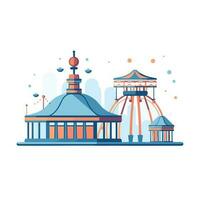 Vector of an amusement park with a ferris wheel and buildings