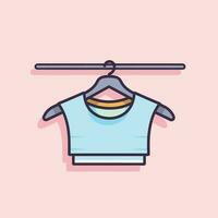 Vector of a t shirt hanging on a clothes line against a flat background