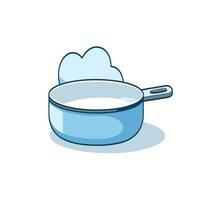 Vector of a flat icon of a blue pan with a cloud on top of it