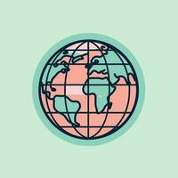 Vector of a green globe representing the world on a vibrant background