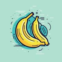 Vector of a group of ripe bananas against a vibrant blue background