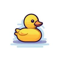 Vector of a bright yellow rubber ducky floating on the surface of calm water