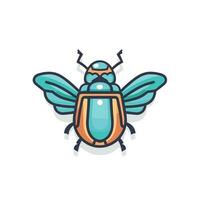 Vector of a flat icon of a blue and orange bug on a white background