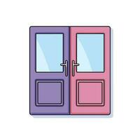 Vector of a colorful double door with windows in a modern flat