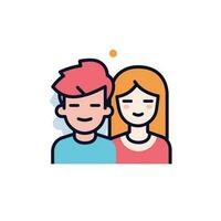 Vector of a couple making eye contact in a minimalist setting