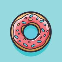 Vector of a colorful donut with sprinkles on a vibrant blue background