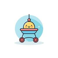 Vector of a smiling baby stroller with a cute flat face