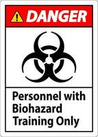 Danger Label Personnel With Biohazard Training Only vector