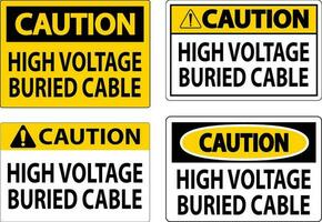 Caution Sign High Voltage Buried Cable On White Background vector