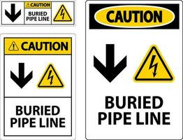 Caution Sign Buried Pipe Line With Down Arrow and Electric Shock Symbol vector