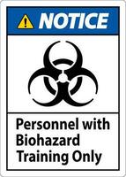 Notice Label Personnel With Biohazard Training Only vector