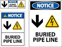 Notice Sign Buried Pipe Line With Down Arrow and Electric Shock Symbol vector