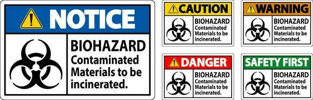 peligro biológico advertencia etiqueta peligro biológico contaminado materiales a ser incinerado vector