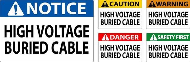 Danger Sign High Voltage Buried Cable On White Background vector