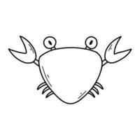 Cute crab in doodle style. Linear crab isolated on white background. vector illustration.