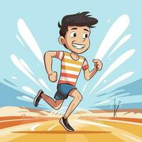 Vector of a cartoon man running in the desert