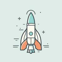 Vector of a rocket ship with a rocket on top, ready for takeoff