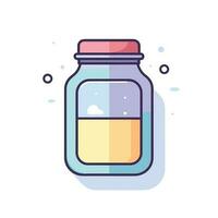 Vector of a transparent jar filled with liquid on a white background