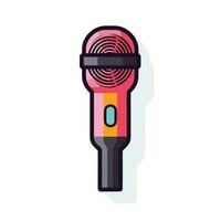 Vector of a flat pink and black microphone on a white background