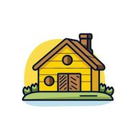 Vector of a sunny yellow house with a charming flat roof
