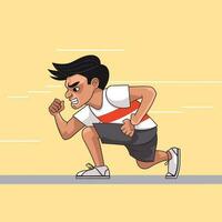 vector de un dibujos animados hombre corriendo en un competitivo carrera