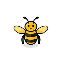 Vector of a yellow and black bee on a white background