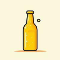 Vector of a fizzy beer bottle with bubbles overflowing