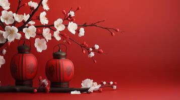 Chinese lantern illuminates traditional culture symbolizing prosperity. photo