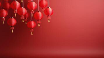 Chinese lantern golden and maroon luxury ornament ramadan kareem celebration. photo