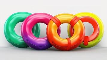 wim rings set, Inflatable rubber toy, Swimming circles with different colors. Generative Ai photo