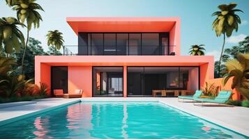 Expensive private villa. Swimming pool in a private house. photo
